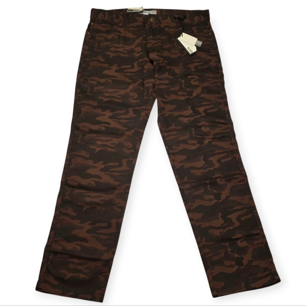 Brown Camoflauge Slim Straight Urban Camo Denim Pants Casual Mens Large Size 38